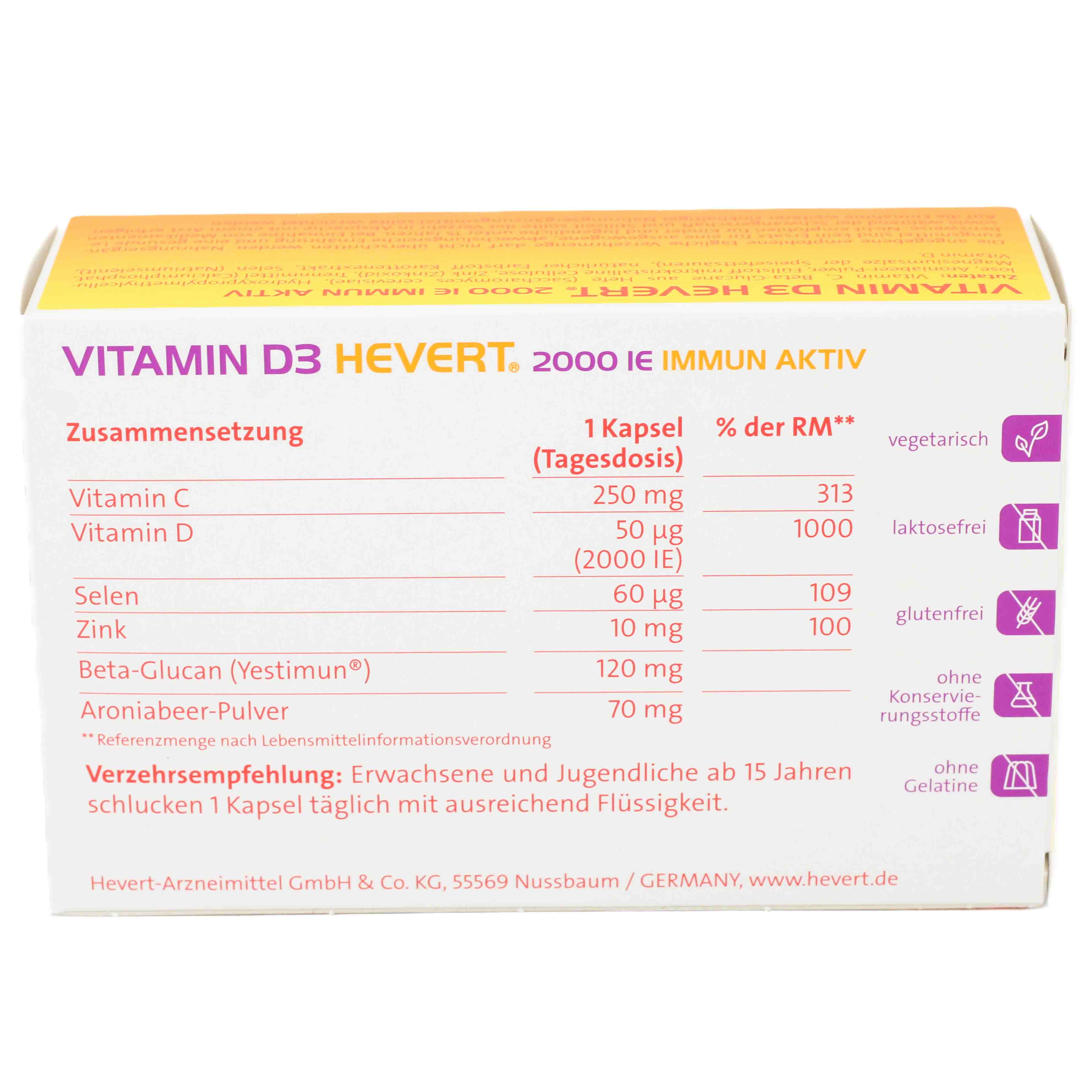 VITAMIN D3 HEVERT 2000 I.E. Immun Aktiv Kapseln VITAMIN D3 HEVERT 2000 I.E. Immun Aktiv Kapseln
