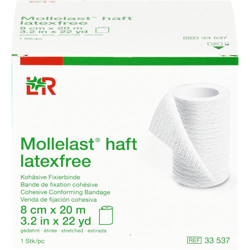 MOLLELAST haft Binden latexfrei 8 cmx20 m weiß MOLLELAST haft Binden latexfrei 8 cmx20 m weiß