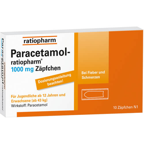 PARACETAMOL-ratiopharm 1.000 mg Zäpfchen PARACETAMOL-ratiopharm 1.000 mg Zäpfchen