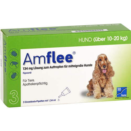 AMFLEE 134 mg Spot-on Lsg.f.mittelgr.Hunde 10-20kg AMFLEE 134 mg Spot-on Lsg.f.mittelgr.Hunde 10-20kg
