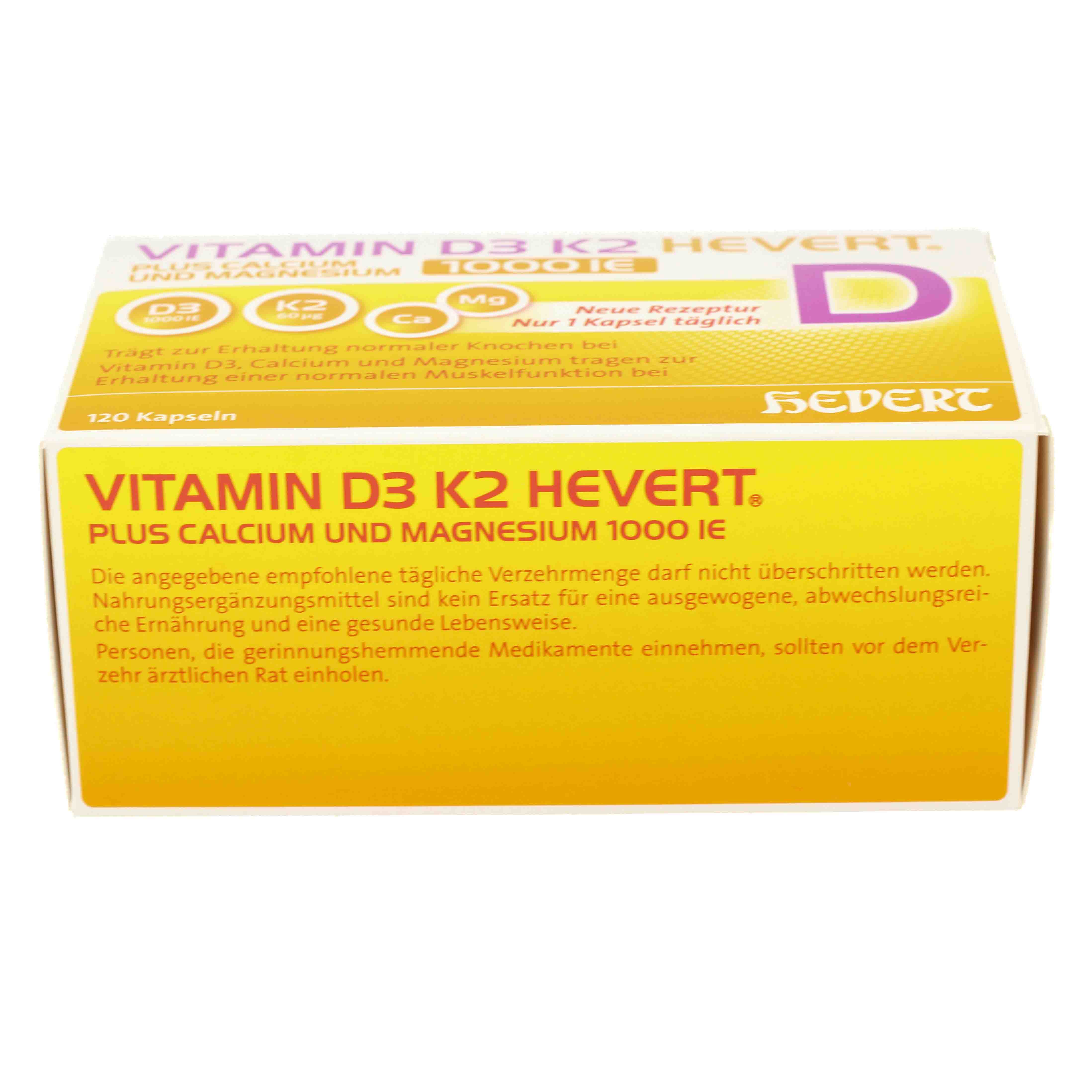 VITAMIN D3 K2 Hevert+Calcium u.Magnes.1000 IE Kps. VITAMIN D3 K2 Hevert+Calcium u.Magnes.1000 IE Kps.