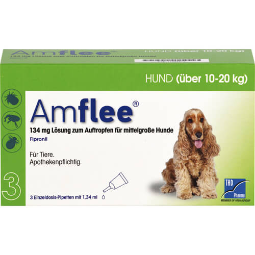 AMFLEE 134 mg Spot-on Lsg.f.mittelgr.Hunde 10-20kg AMFLEE 134 mg Spot-on Lsg.f.mittelgr.Hunde 10-20kg