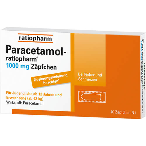 PARACETAMOL-ratiopharm 1.000 mg Zäpfchen PARACETAMOL-ratiopharm 1.000 mg Zäpfchen