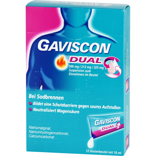 GAVISCON Dual 500mg/213mg/325mg Susp.z.Einn.Btl. GAVISCON Dual 500mg/213mg/325mg Susp.z.Einn.Btl.